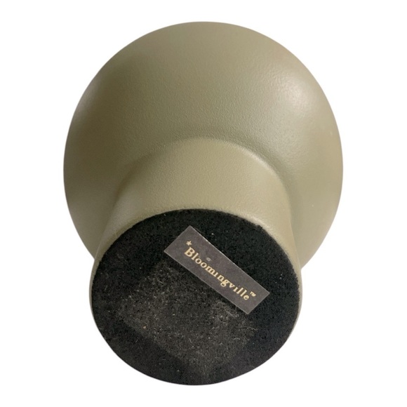 Bloomingville Textured Metal Vase with Handle, Sage Green Metal Vase, MCM Vase - Picture 6 of 9